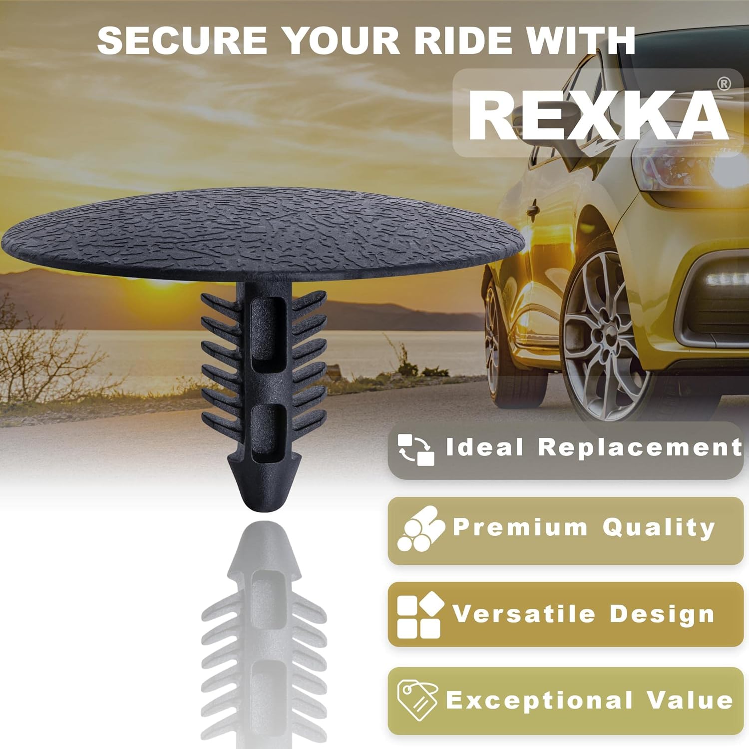 Rexka 10pcs Hood Insulation Fender Liner Retainer Clip for Ford Edge, Escape, Excursion, Expedition, Explorer, Flex, Mustang, Ranger, Taurus N808842S W705002-S300 Chrysler 6504098