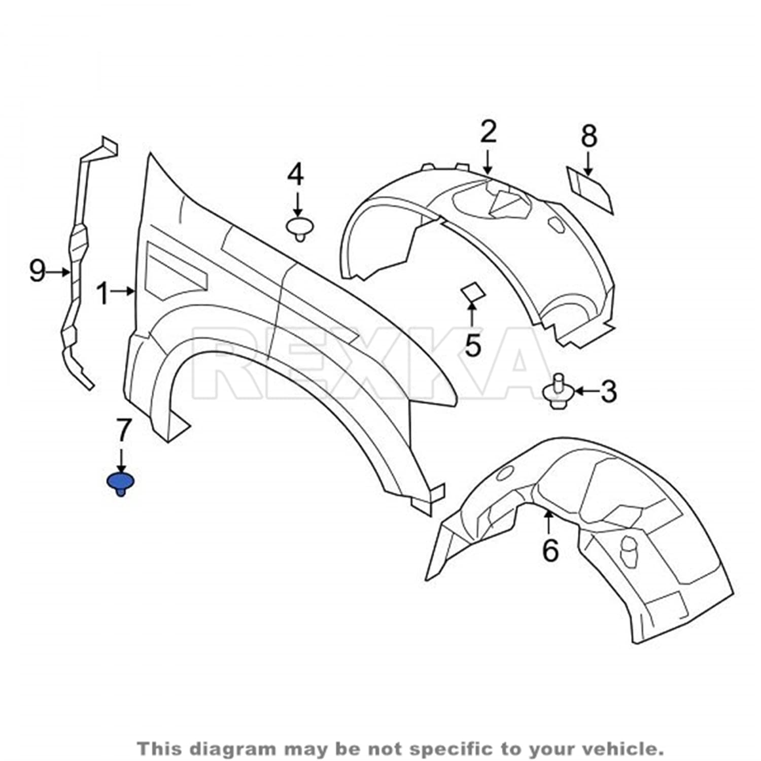 Rexka 10pcs Hood Insulation Fender Liner Retainer Clip for Ford Edge, Escape, Excursion, Expedition, Explorer, Flex, Mustang, Ranger, Taurus N808842S W705002-S300 Chrysler 6504098