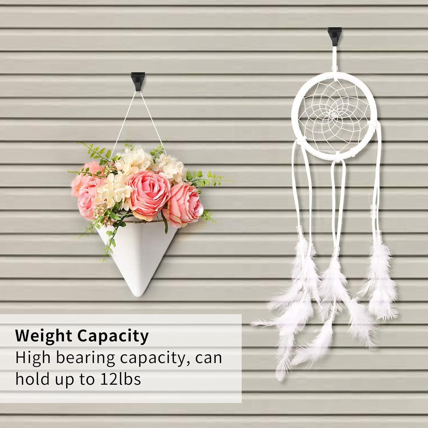 Biaungdo 12 Pcs Vinyl Siding Hooks, Heavy Duty Stainless Steel Black Vinyl Siding Hangers, No Hole Needed Low Profile Siding Clips for Hanging Wreath, Outdoor Decorations