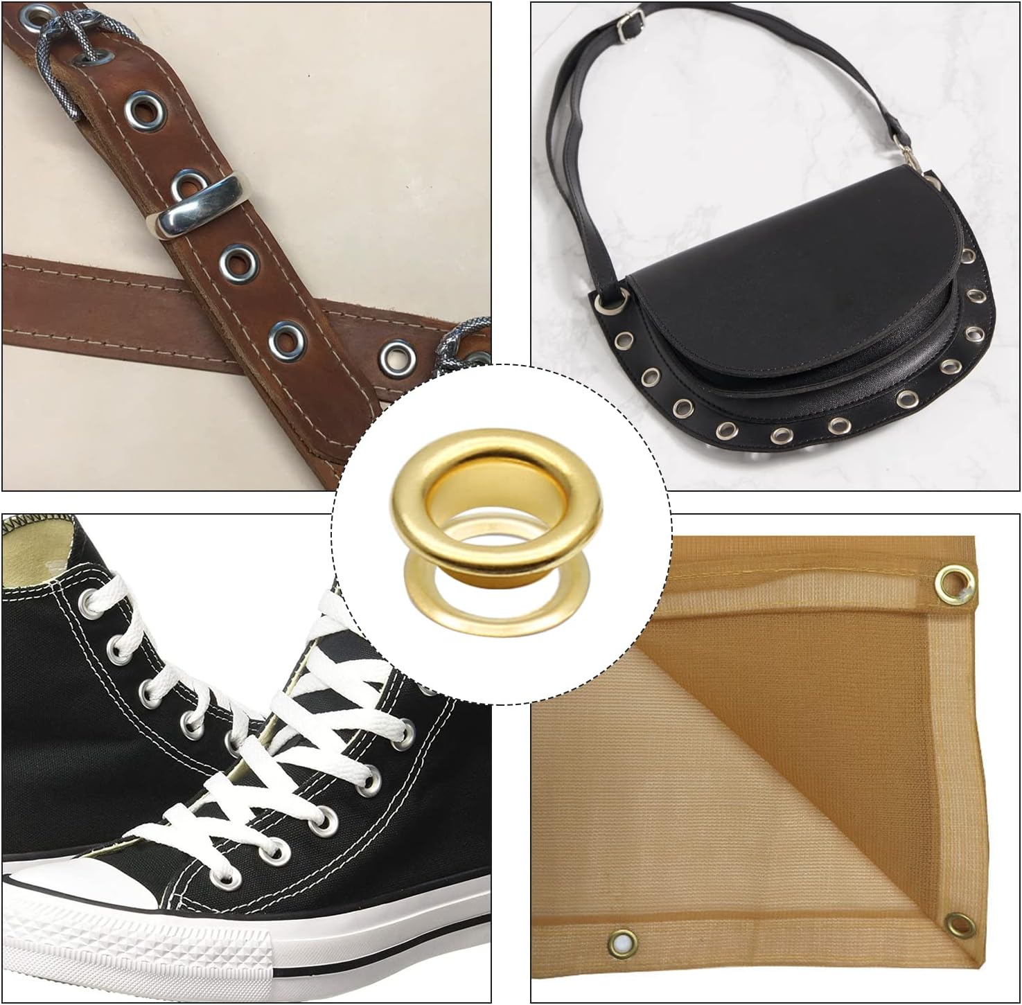 Biaungdo 1/4" Eyelets, Gold Grommets Eyelets, Metal Eyelets with Washers for Canvas, Shoes, Clothing, Fabric, Leather and Bag, 100 Sets Gold