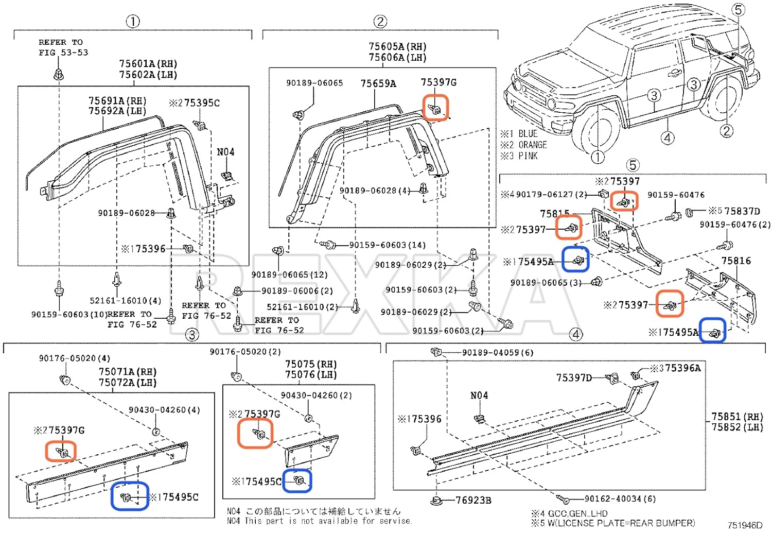 Rexka 10 Sets Fender Flare Clip Kit 75495-35010 75397-35010 Compatible with Toyota Tacoma RAV4 Highlander FJ Cruiser