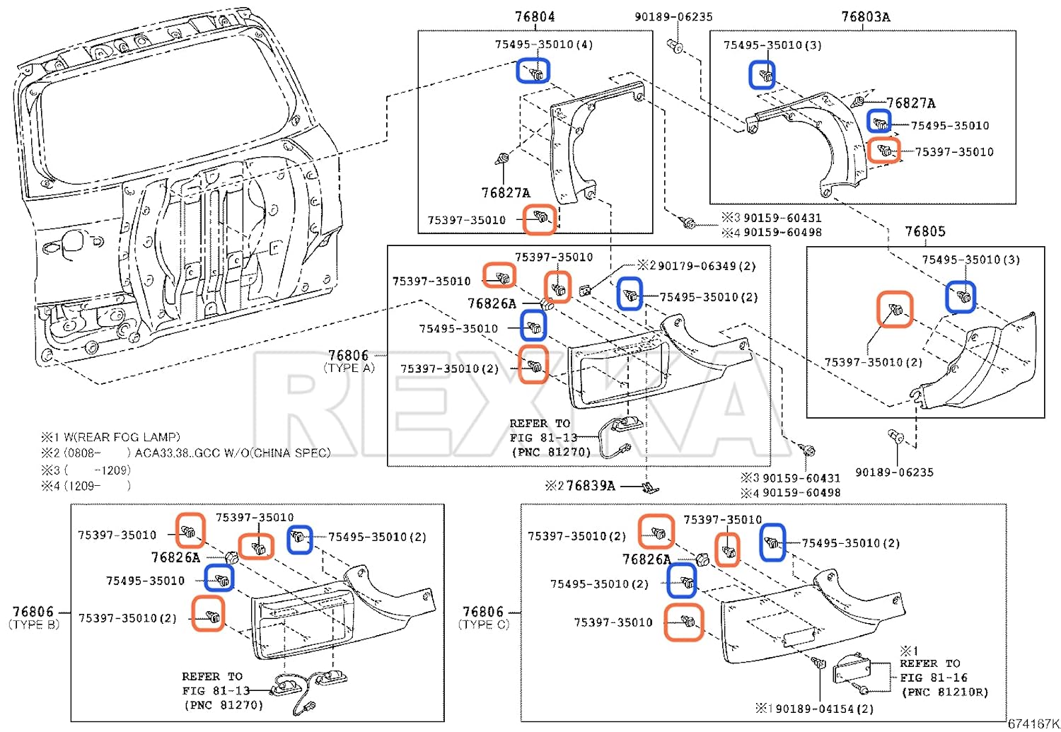 Rexka 10 Sets Fender Flare Clip Kit 75495-35010 75397-35010 Compatible with Toyota Tacoma RAV4 Highlander FJ Cruiser