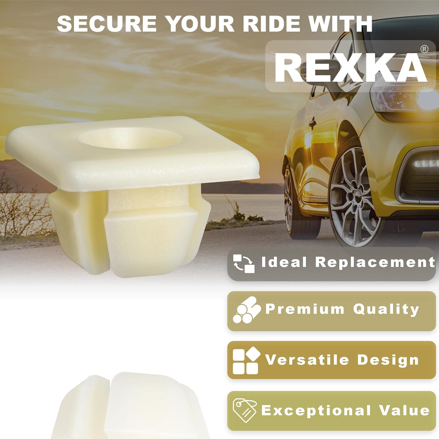 Rexka 10 pcs 1/4 #14 License Plate Emblem Nameplate Bumper Nut Retainer Grommet Compatible with GM 3907444 Chevrolet Colorado Malibu Silverado GMC Canyon Sierra Buick Cadillac