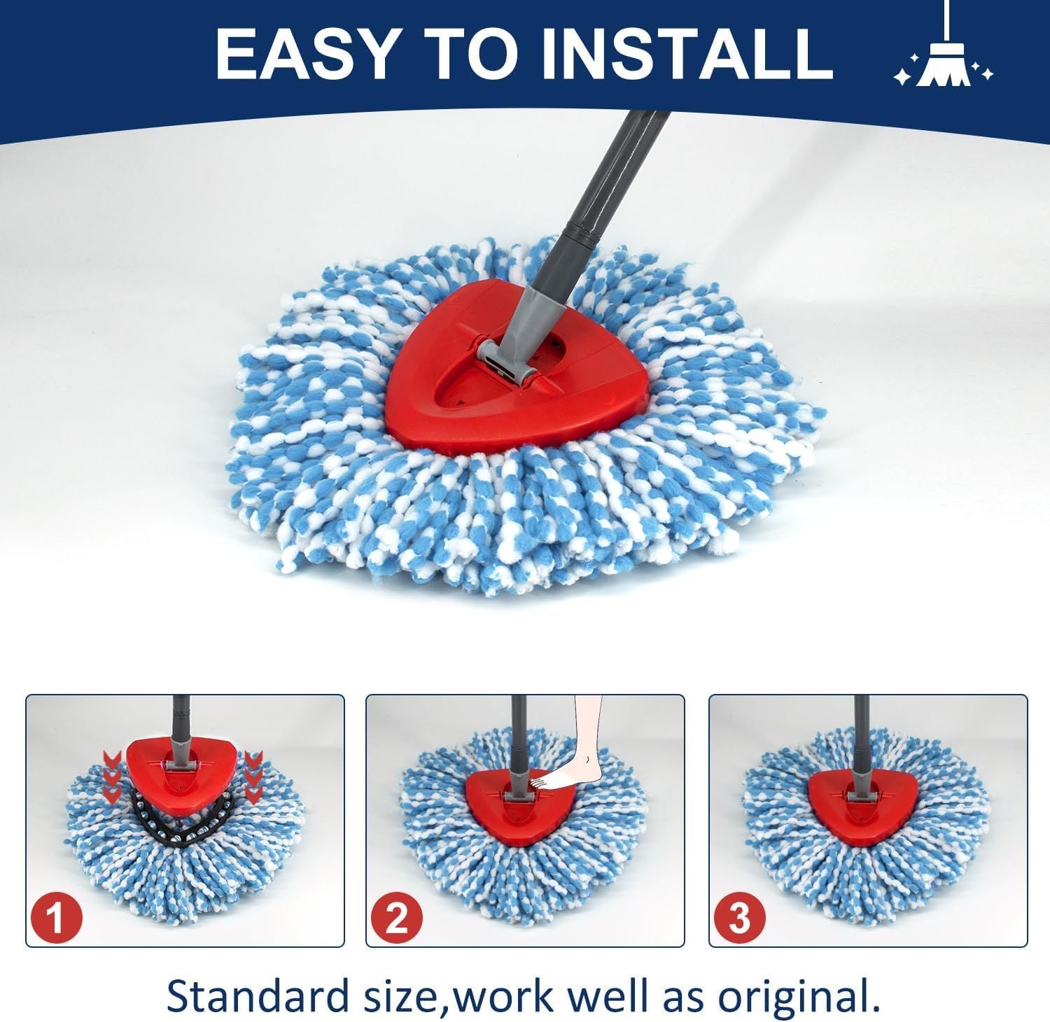 Spin Mop Replacement Head Base Compatible with Oceda EasyWring 1-Tank System Mop Rotating Triangle Mop Head Cover Replacement Rotating Mop Base Plastic Base or Spin Mop Accessories