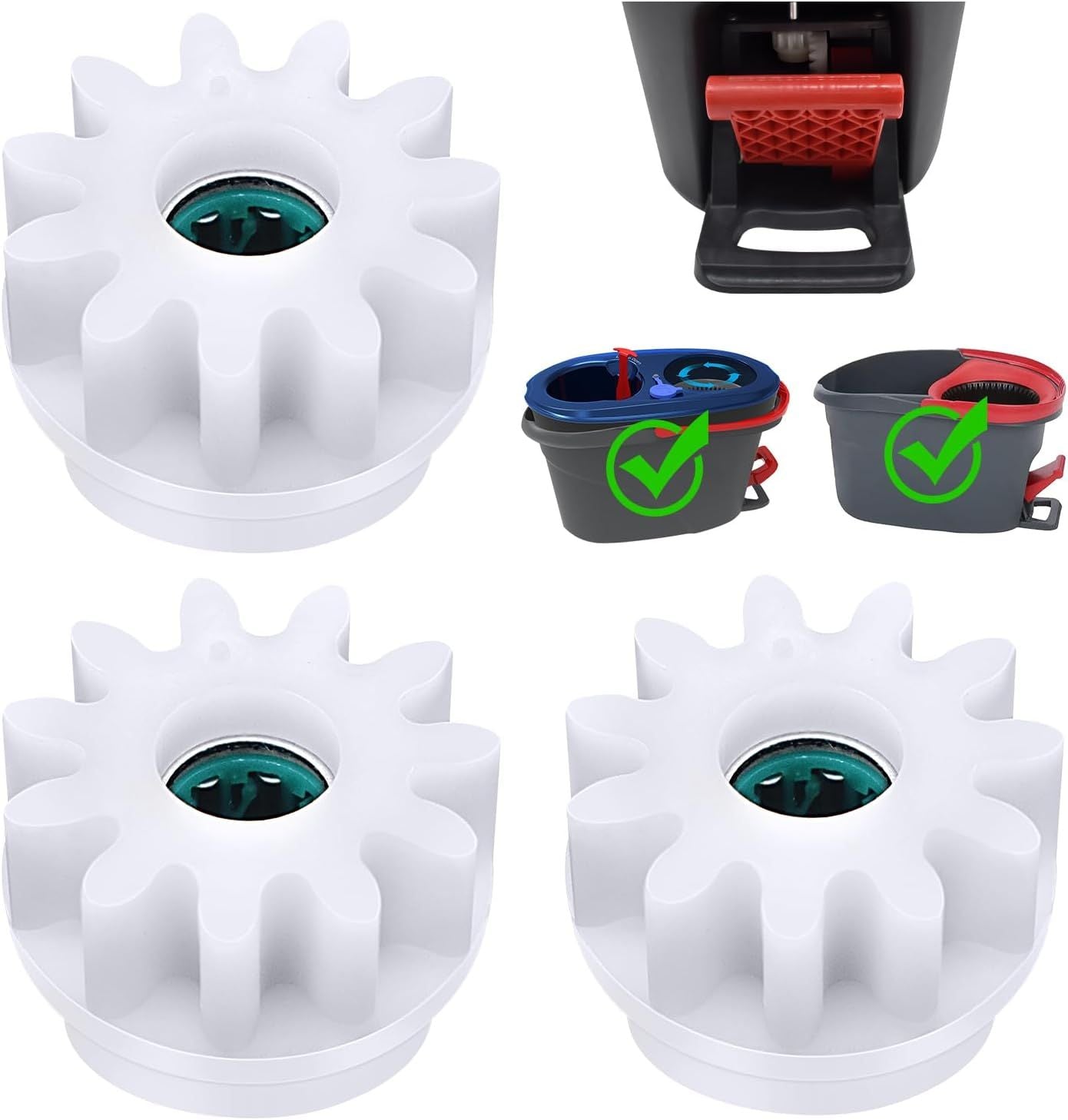3 Pcs Easy Mop Pedal Broom Spin Replacement One Way Clutch Bearing Bucket Gear Sprockets Repair Compatiable with Oceda/Vilida and Market 90% Spin Mop System, Mop Gears 3 Pcs Bearing Bucket Gears