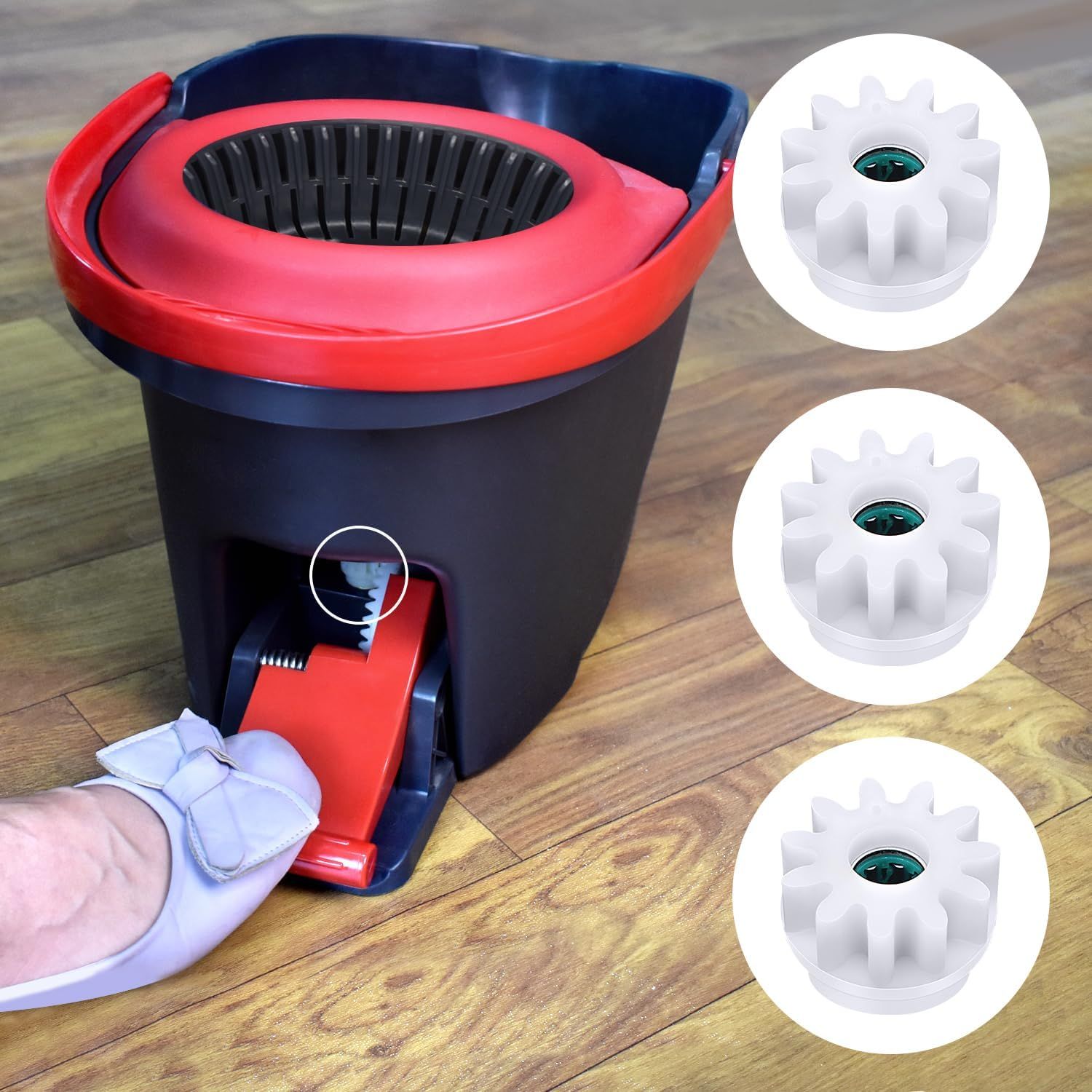 3 Pcs Easy Mop Pedal Broom Spin Replacement One Way Clutch Bearing Bucket Gear Sprockets Repair Compatiable with Oceda/Vilida and Market 90% Spin Mop System, Mop Gears 3 Pcs Bearing Bucket Gears