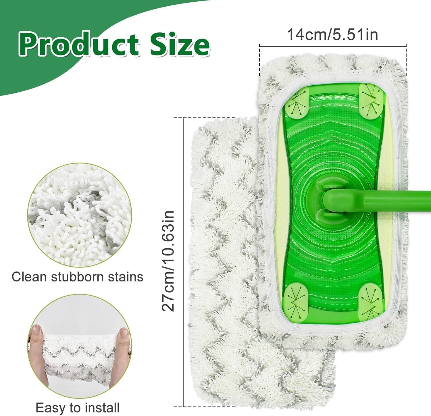 4 Pack Reusable Mop Pads Compatible with Swier Sweeper Mop,Wet Pads Reill & Dry Sweeping Cloths,Chenille & Microiber Reill Pads or Wood loor Cleaning,Washable Wet Mopping Cloths,Green & Gray