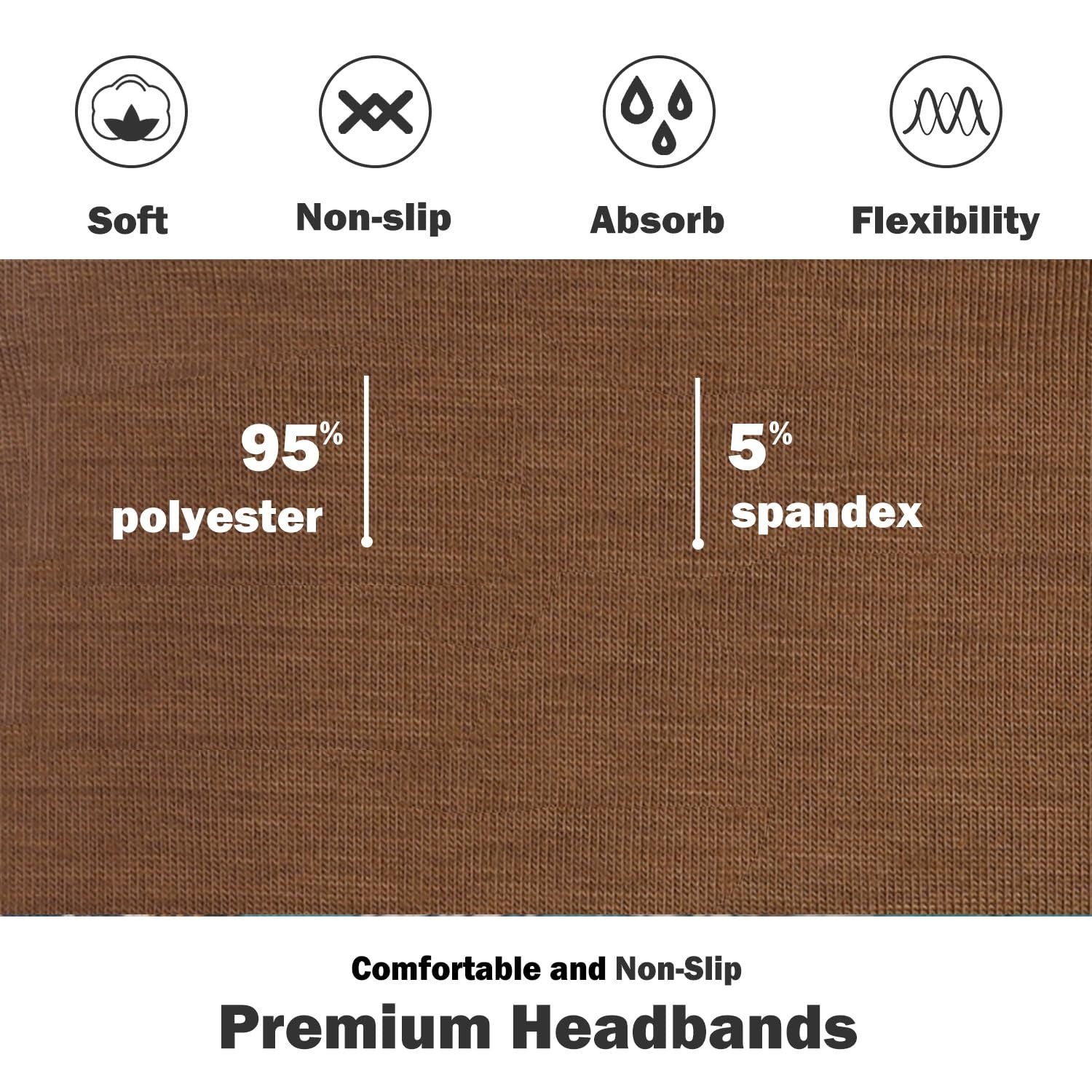 Headbands or Women, Non-Slip, Premium Stretchy Head Bands Hair Accessories,Wear or Yoga, ashion, Working Out, Travel or Running, 6 Pack, Neutral