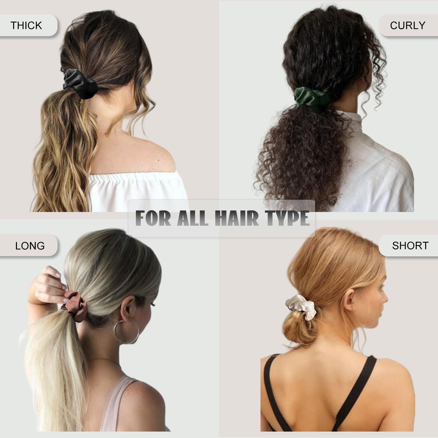 Scrunchies or Hair Sleep, Premium Satin Sot Than Silk or Women Curly Hair, Cute Bands Ties or Girls Thin | Thick Hair Styling, 12 Pack, Black