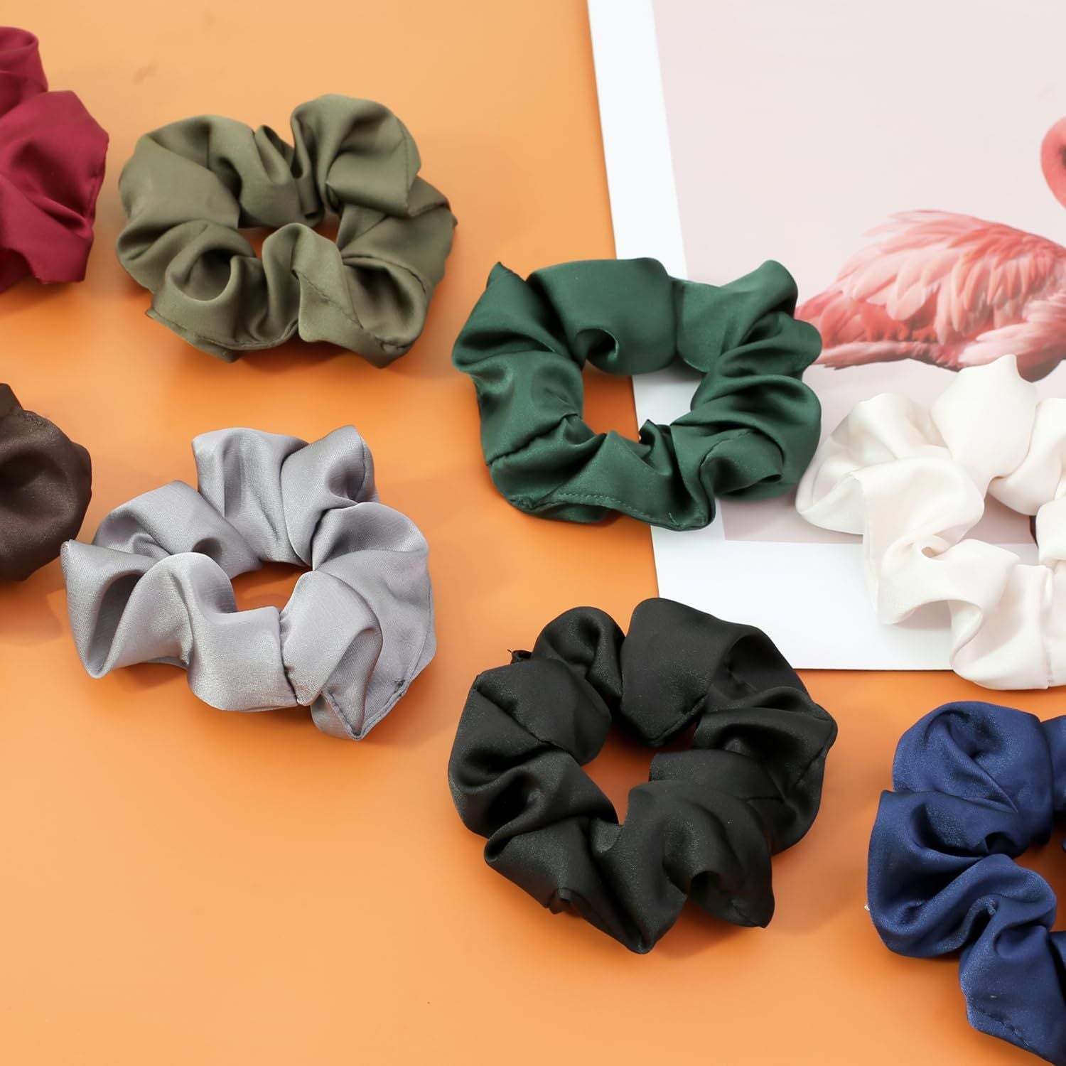 Scrunchies or Hair Sleep, Premium Satin Sot Than Silk or Women Curly Hair, Cute Bands Ties or Girls Thin | Thick Hair Styling, 12 Pack, Black
