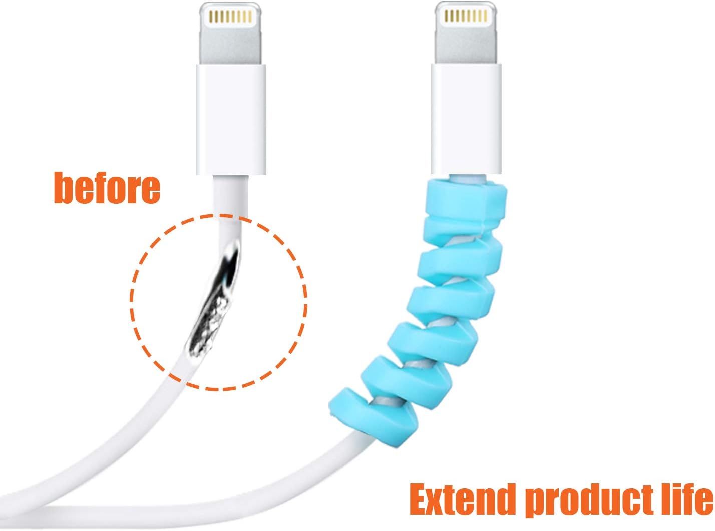 24 Pcs Charger Cable Protector,Silicone lexible Cable Saver,Spiral USB Mouse Wire Protector or Headphone Laptop Earphone Cell Phone Wrap Accessories Black,Pink,Blue,Green