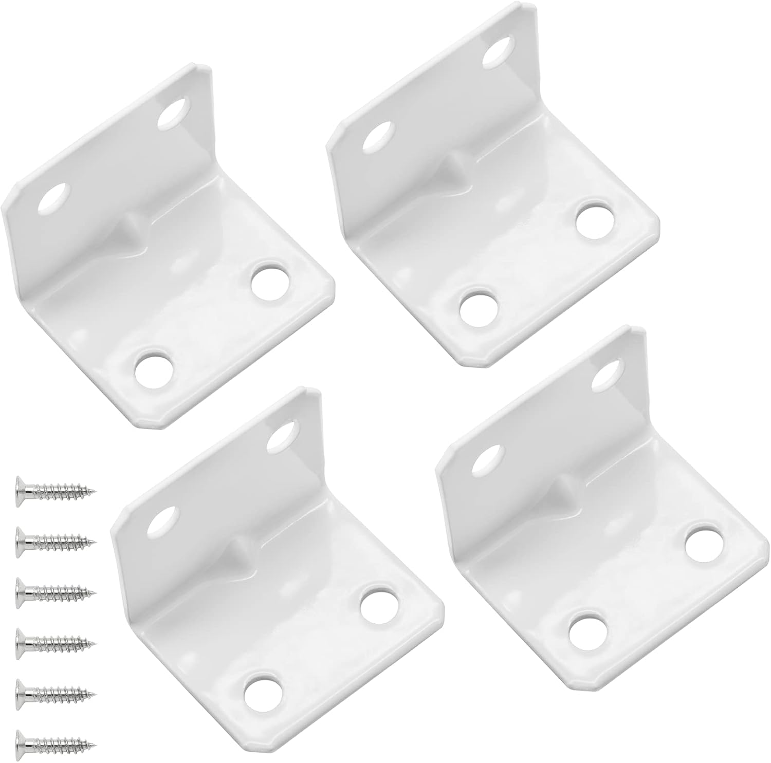 Biaungdo 12 Pcs White Metal Corner Brace, 26 x 26 x 32mm L Shape Shelf Bracket, 90 Degree Right Angle L Brackets Support with Screws for Wood, Shelves, Cabinet, Furniture, 4 Holes
