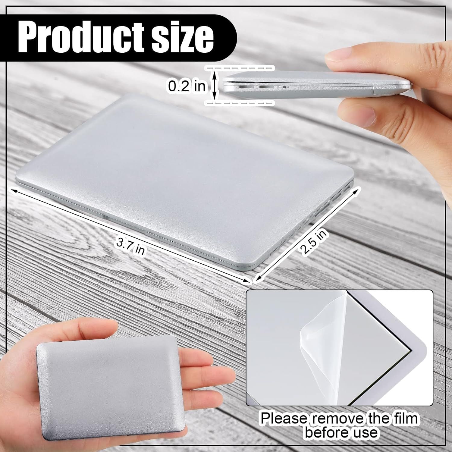 Mini Cat Laptop Toy Pocket Mirror Cat Laptop 3.7 x 2.5 Inch Tiny ake Computer Compact Mirror or Dollhouse Pet Travel Makeup Decoration Silver