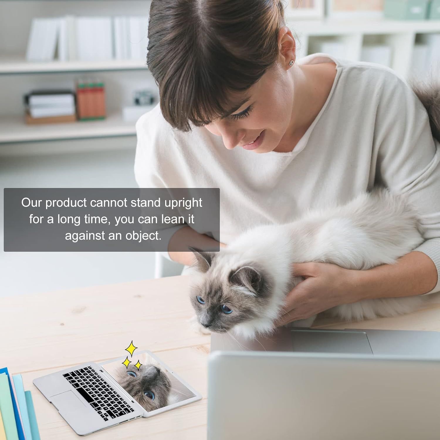 Mini Cat Laptop Toy Pocket Mirror Cat Laptop 3.7 x 2.5 Inch Tiny ake Computer Compact Mirror or Dollhouse Pet Travel Makeup Decoration Silver