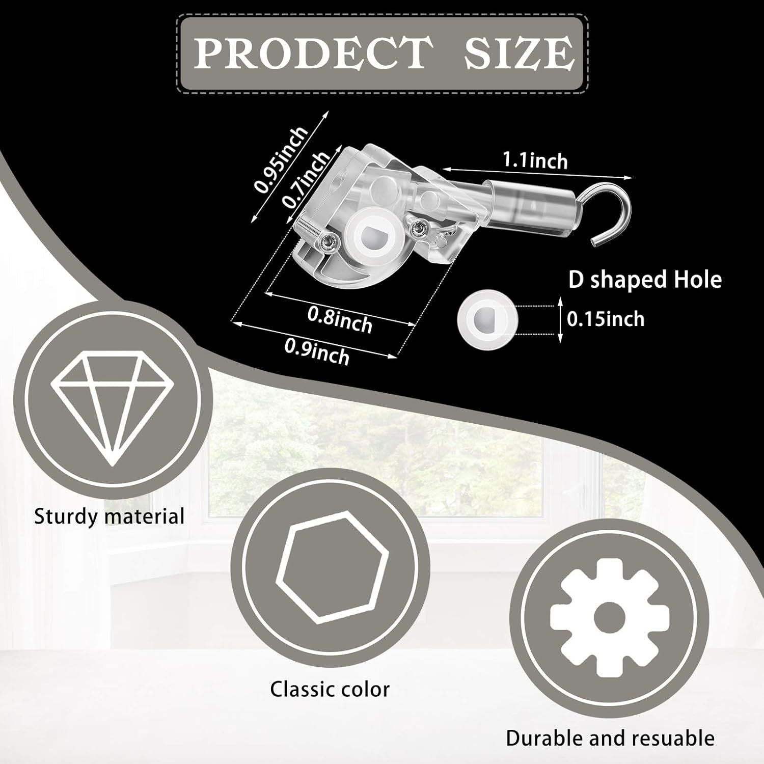 4 Pieces Blind Wand Tilter Control Wand or 1 Inch Mini Blind Head Rail Mechanism Replacement with D Shaped Gear Tilter Mechanism Hook Connection