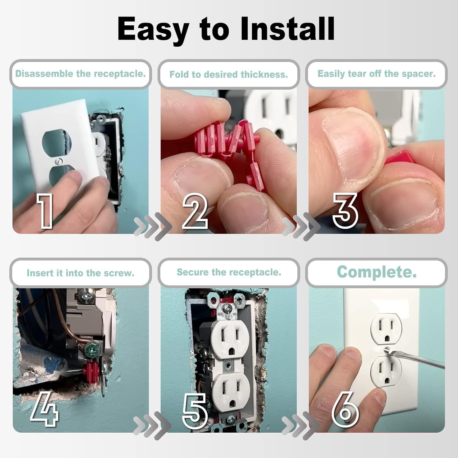 Outlet Spacers or Electrical Box, 48 PCS Switch and Receptacle Spacers or Loose Outlet Plug ix, Electrical Extender Outlet Shims Light Switch Spacer