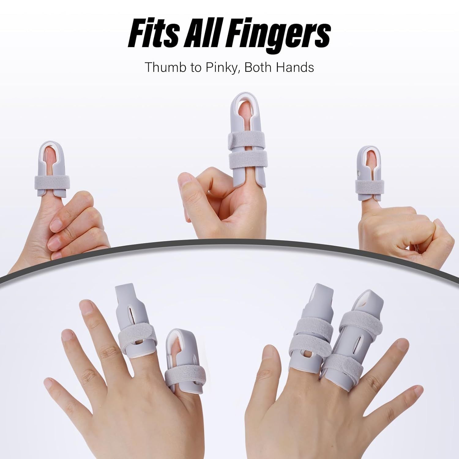 Lightweight inger Splint, 4 Graduated inger Braces Support or Thumb/Middle/Ring/Index/Pinky, Stabilizer Support or Broken, Trigger, Mallet, Arthritis & Knuckle Immobilization