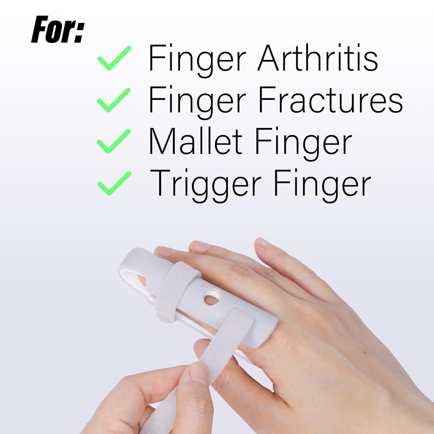 Lightweight inger Splint, 4 Graduated inger Braces Support or Thumb/Middle/Ring/Index/Pinky, Stabilizer Support or Broken, Trigger, Mallet, Arthritis & Knuckle Immobilization