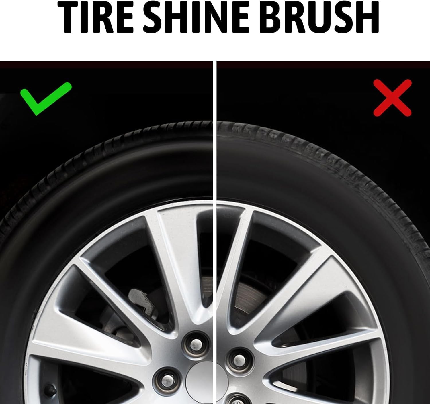 Car Tire Shine Applicator,Vegan Tire Shine Brush with Stand or Auto Detailing Cleaning Service Black