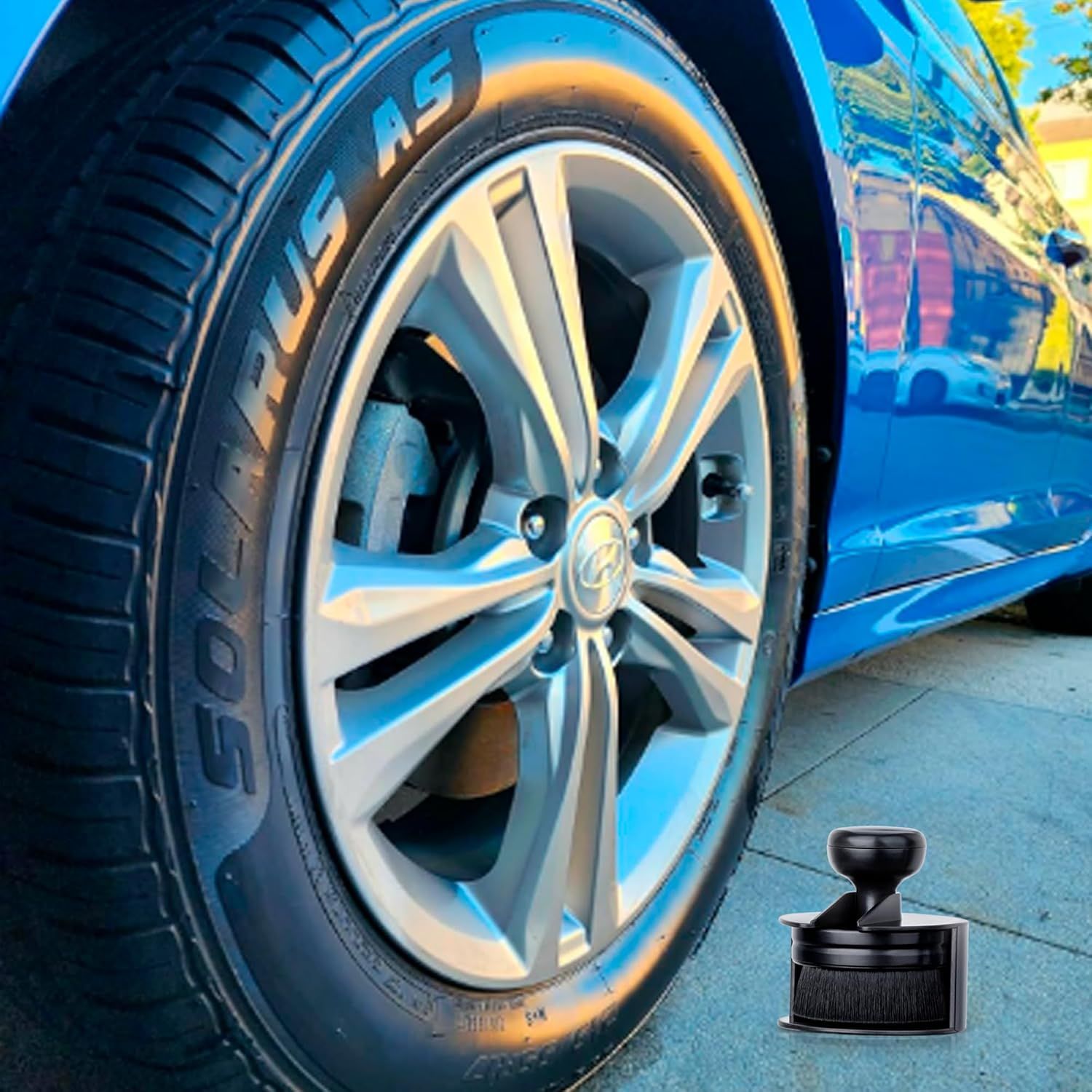 Car Tire Shine Applicator,Vegan Tire Shine Brush with Stand or Auto Detailing Cleaning Service Black
