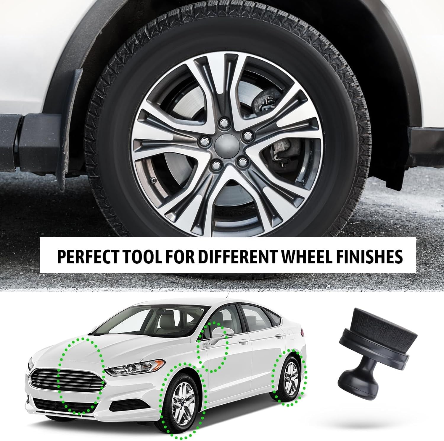 Car Tire Shine Applicator,Vegan Tire Shine Brush with Stand or Auto Detailing Cleaning Service Black