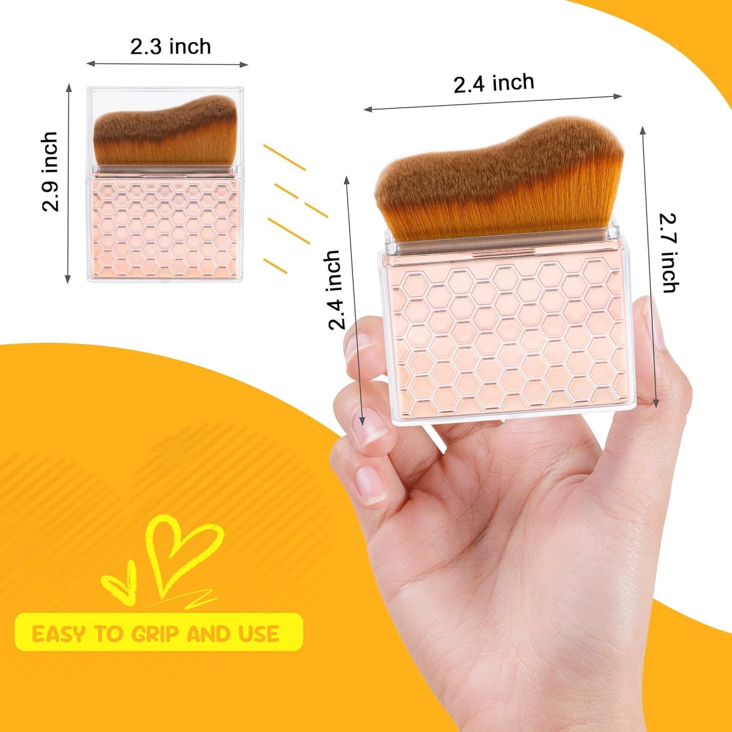 Sunscreen Applicator-Sunblock Brush or ace and Body, Sun Lotion/Cream Sel Tanner,Bronzer Sel Tan Applicator, Kabuki Brush or Application with Retractable Lid Travel Size Rose-Gold