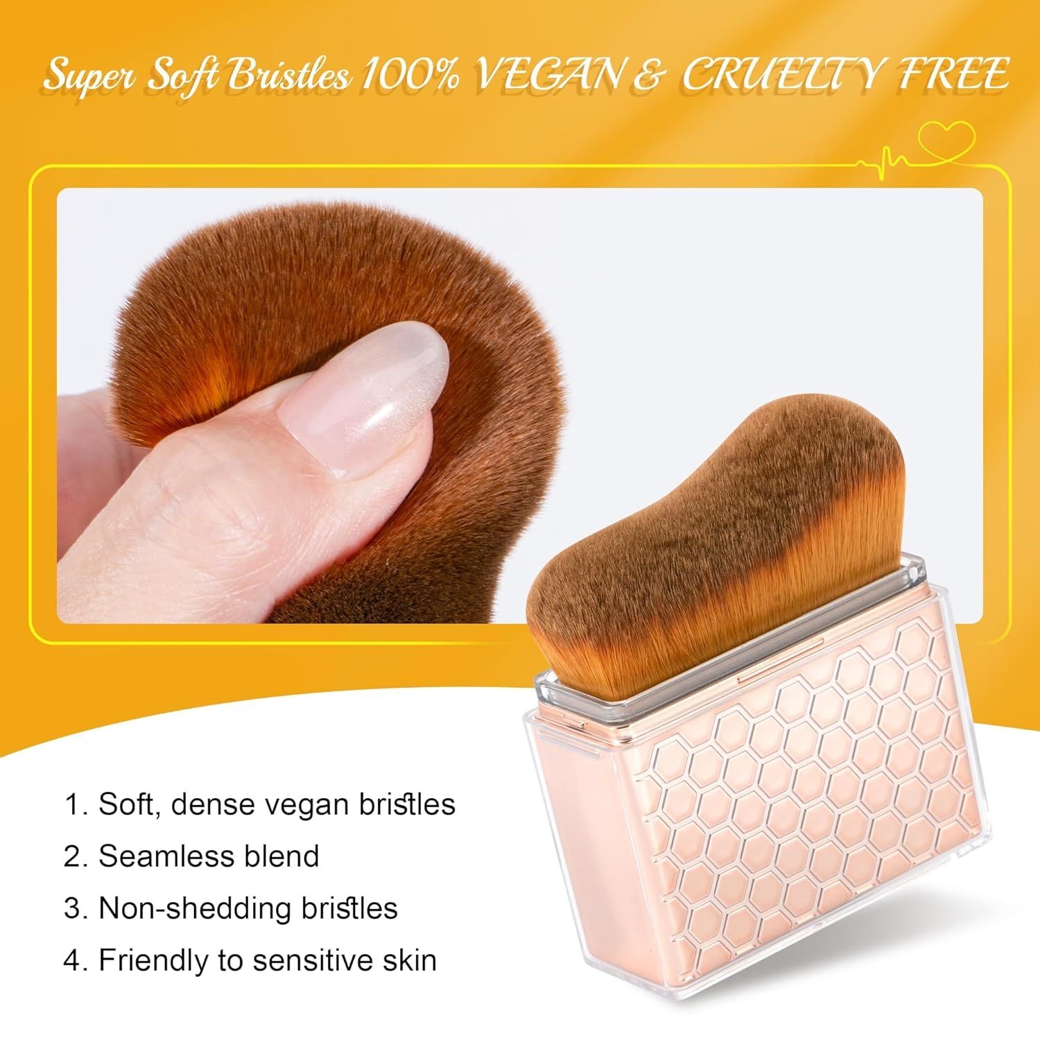 Sunscreen Applicator-Sunblock Brush or ace and Body, Sun Lotion/Cream Sel Tanner,Bronzer Sel Tan Applicator, Kabuki Brush or Application with Retractable Lid Travel Size Rose-Gold