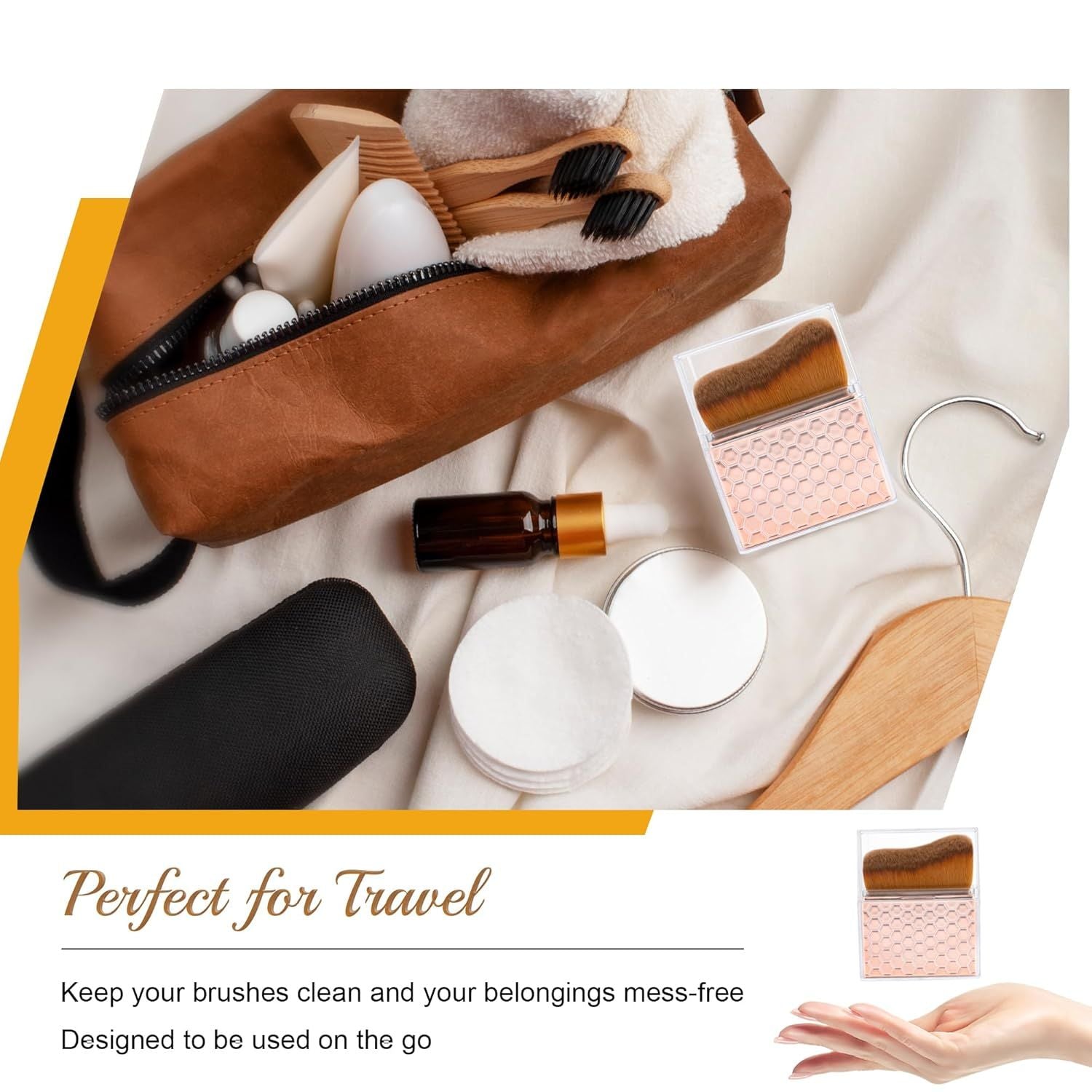 Sunscreen Applicator-Sunblock Brush or ace and Body, Sun Lotion/Cream Sel Tanner,Bronzer Sel Tan Applicator, Kabuki Brush or Application with Retractable Lid Travel Size Rose-Gold