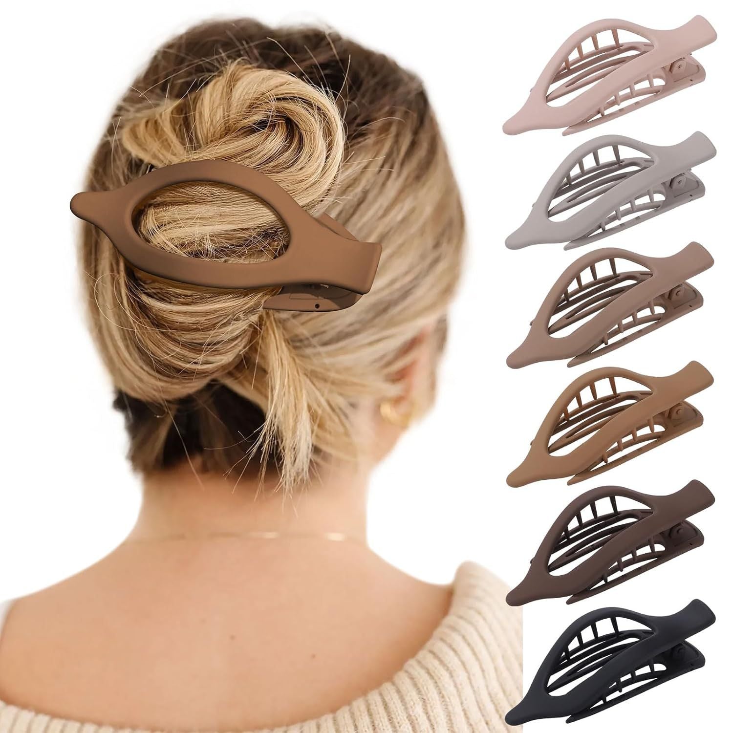 rench Concord Hair Clips - 6Pcs Side Slide Volume Clips or Women Girls, Strong Hold No Slip Grip, Thick or Thin Hair Matte inish, L:4.6 IN, W:1.97IN
