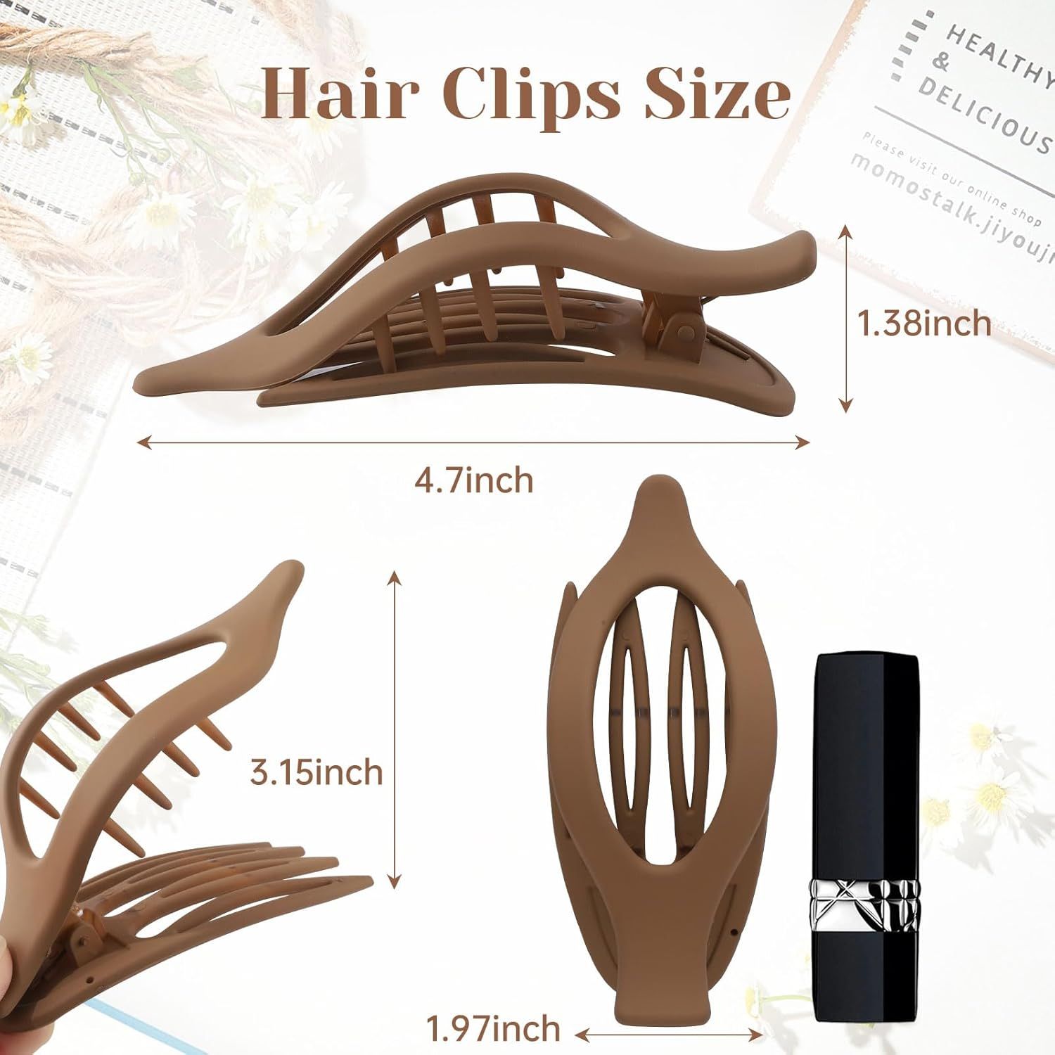 rench Concord Hair Clips - 6Pcs Side Slide Volume Clips or Women Girls, Strong Hold No Slip Grip, Thick or Thin Hair Matte inish, L:4.6 IN, W:1.97IN