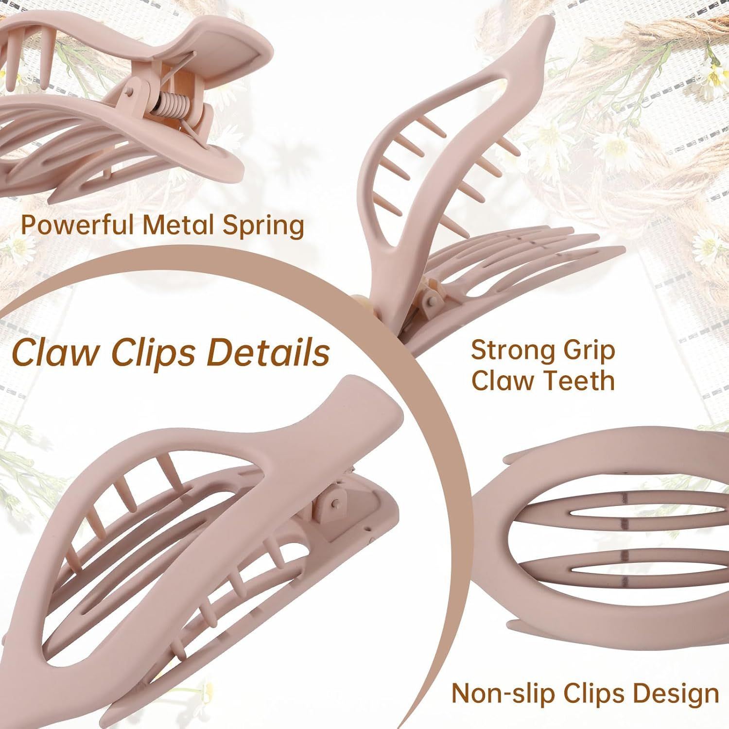 rench Concord Hair Clips - 6Pcs Side Slide Volume Clips or Women Girls, Strong Hold No Slip Grip, Thick or Thin Hair Matte inish, L:4.6 IN, W:1.97IN