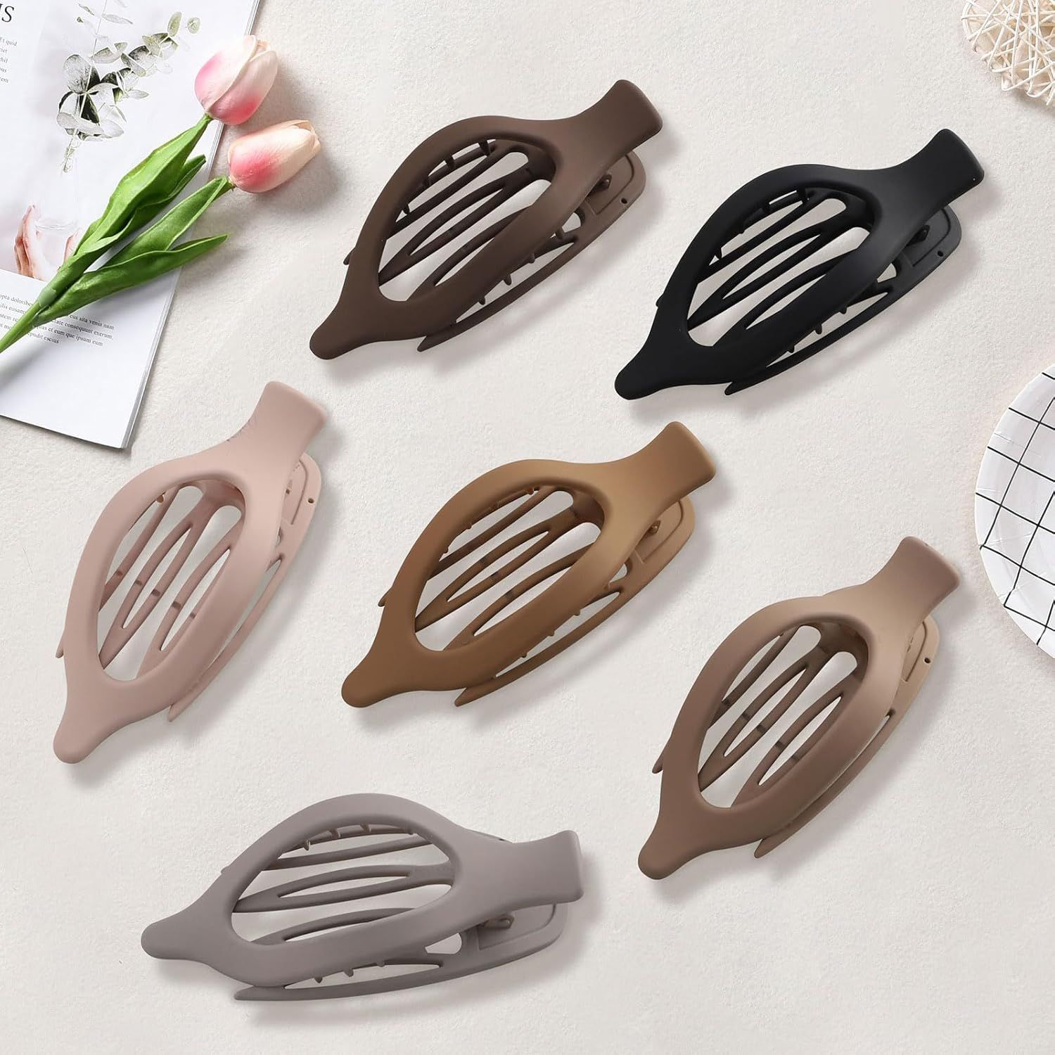 rench Concord Hair Clips - 6Pcs Side Slide Volume Clips or Women Girls, Strong Hold No Slip Grip, Thick or Thin Hair Matte inish, L:4.6 IN, W:1.97IN