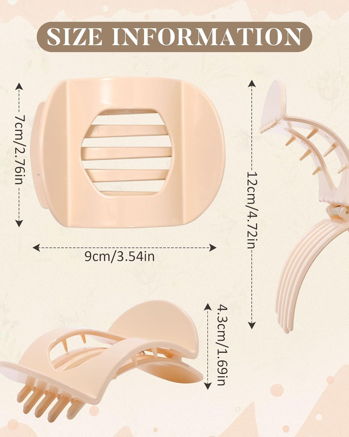 6Pcs lat Hair Clips or Women Strong Grip Curved Claw Clip or Thin Hair Non-slip Plastic Hair Barrettes Light Brown+Dark Brown+Light Brown+Dark Brown+O-White+Chestnut