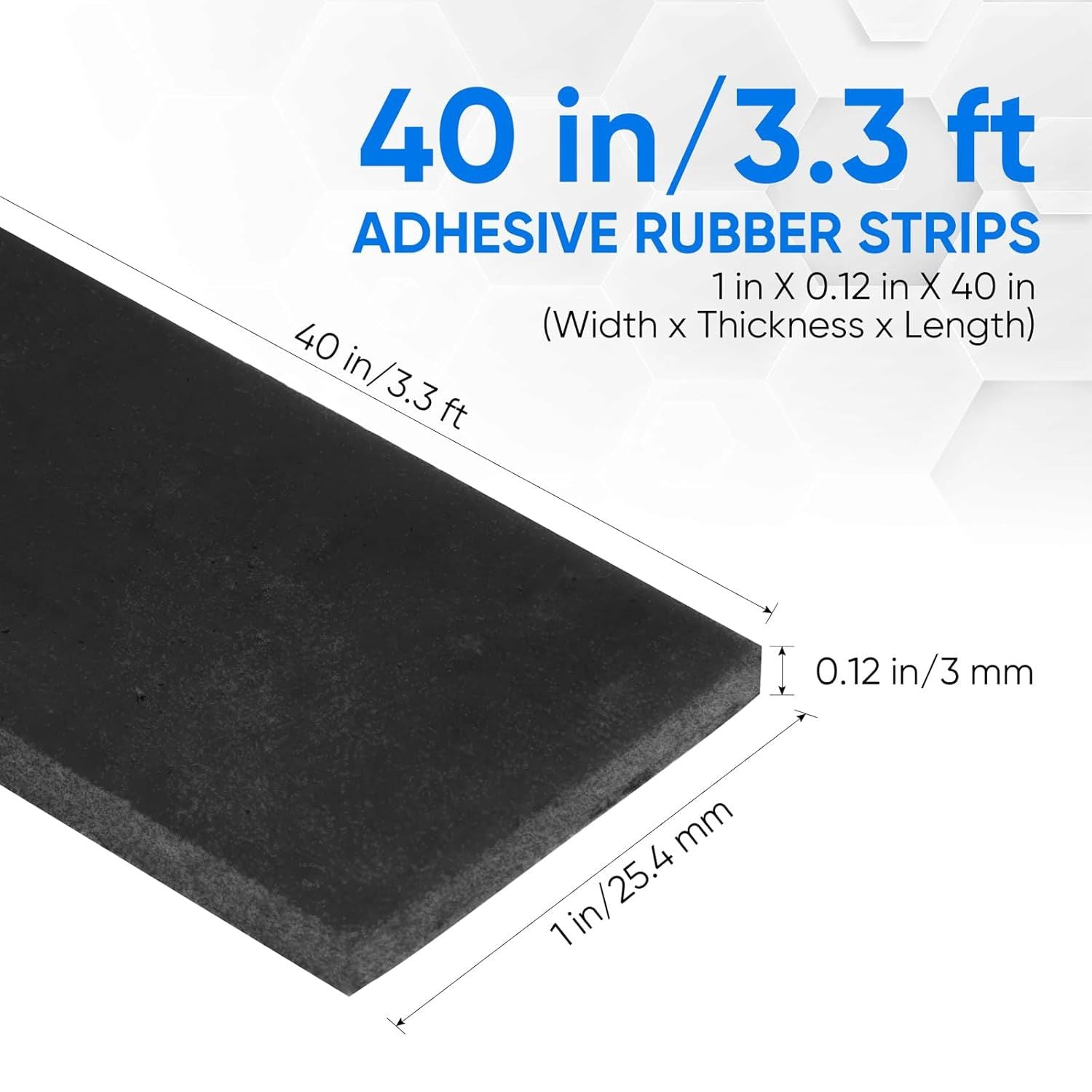 Rubber Strips, Solid Rubber Sheets Sel Adhesive Neoprene Rolls & Strips or DIY Gaskets Anti-Slip Pads Crats Pads Seal Strip Weather Striping 1” Wide x 1/8" Thick x 3.3' Long