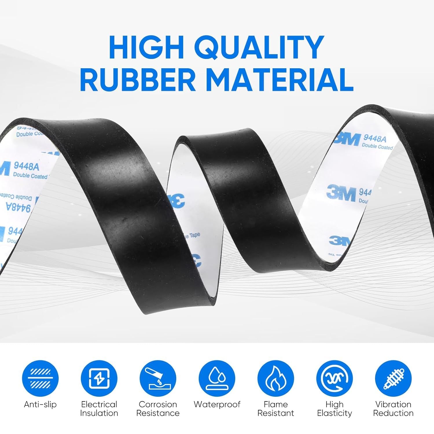 Rubber Strips, Solid Rubber Sheets Sel Adhesive Neoprene Rolls & Strips or DIY Gaskets Anti-Slip Pads Crats Pads Seal Strip Weather Striping 1” Wide x 1/8" Thick x 3.3' Long