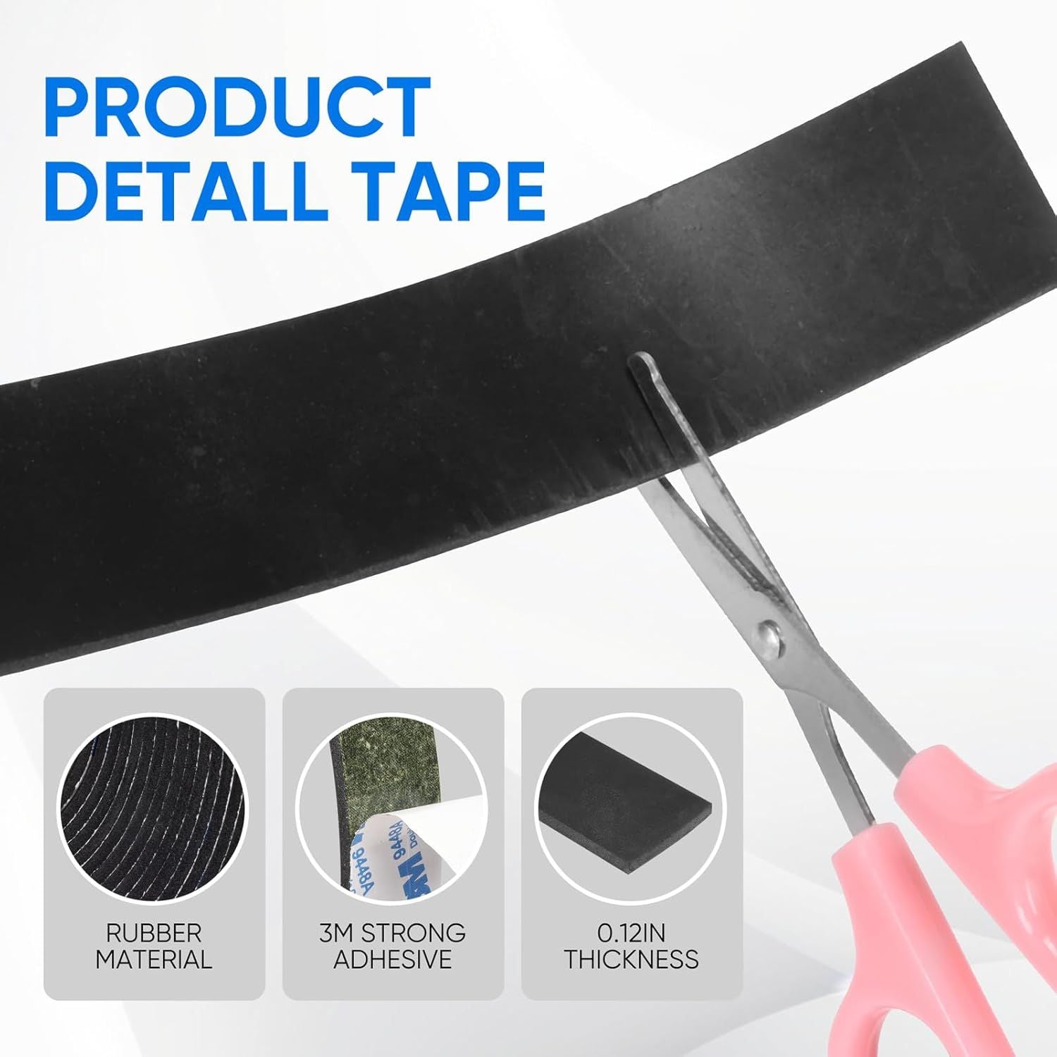 Rubber Strips, Solid Rubber Sheets Sel Adhesive Neoprene Rolls & Strips or DIY Gaskets Anti-Slip Pads Crats Pads Seal Strip Weather Striping 1” Wide x 1/8" Thick x 3.3' Long