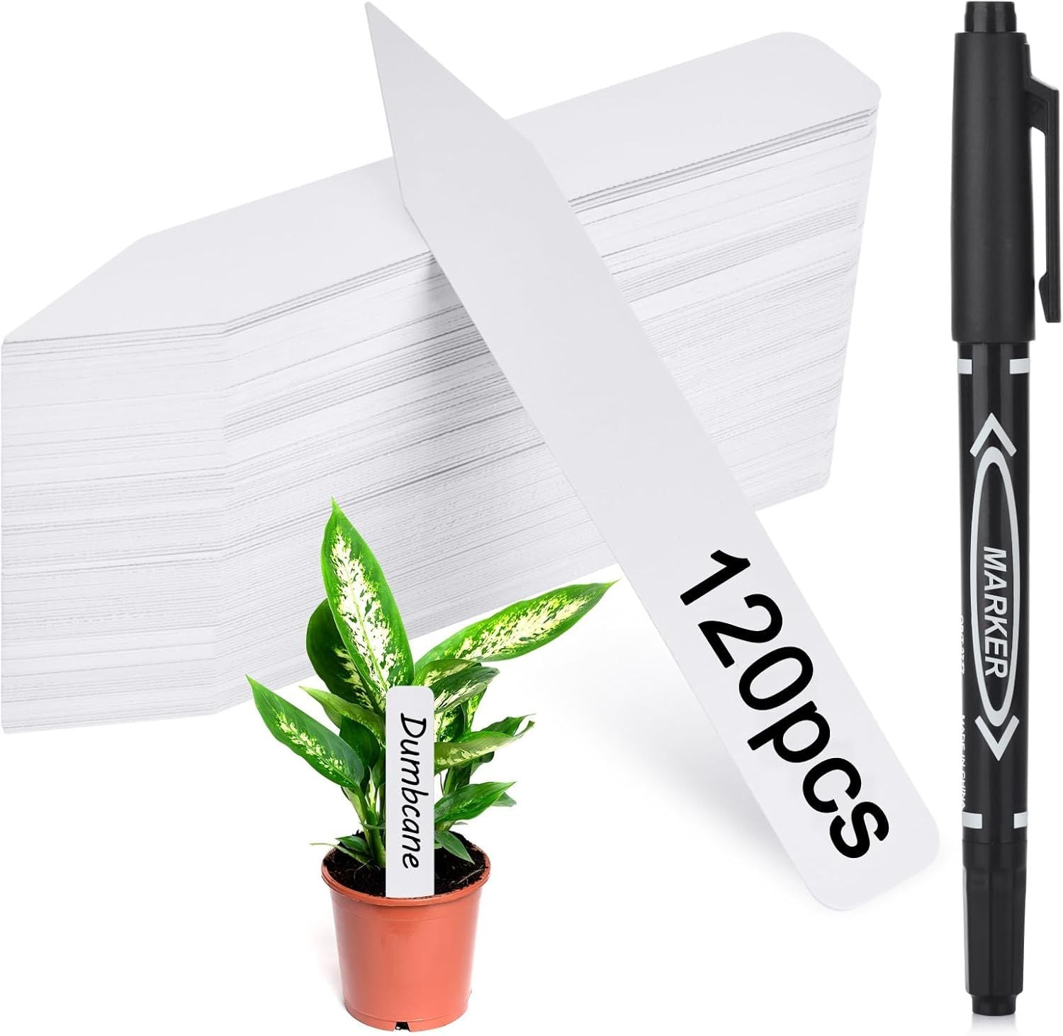 Plant Labels 120PCS, Outdoor Waterproo Garden Markers, Plastic Nursery Seed Plant Tags with Bonus a Permanent Marking Pen, Gardening Gits or Women Men…