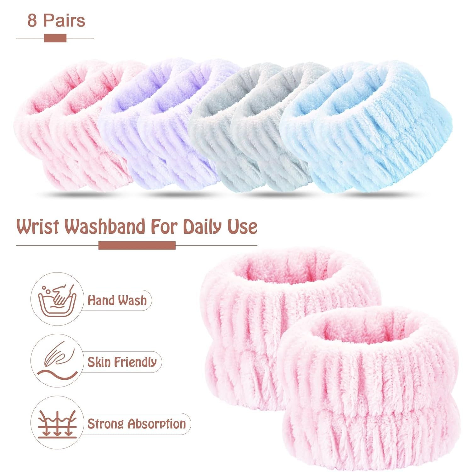 Wrist Bands or Washing ace, 8pcs Spa ace Washing Wristbands, Microiber Arm Wrist Towels, Absorbent Wash Wristbands or Woman Men, Prevent Water rom Spilling Down Your Arms