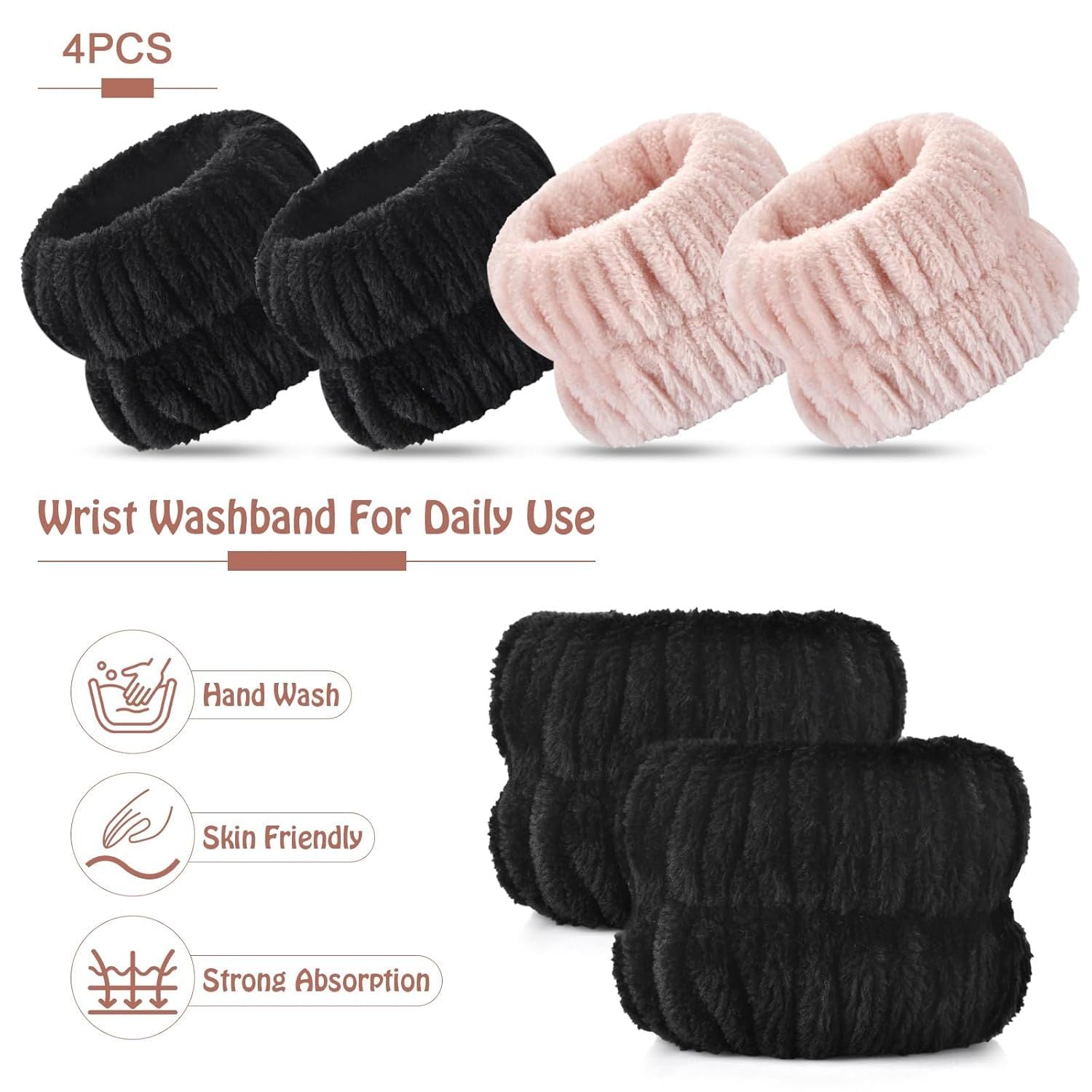 Wrist Bands or Washing ace, 4pcs Spa ace Washing Wristbands, Microiber Arm Wrist Towels, Absorbent Wash Wristbands or Woman Men, Prevent Water rom Spilling Down Your Arms
