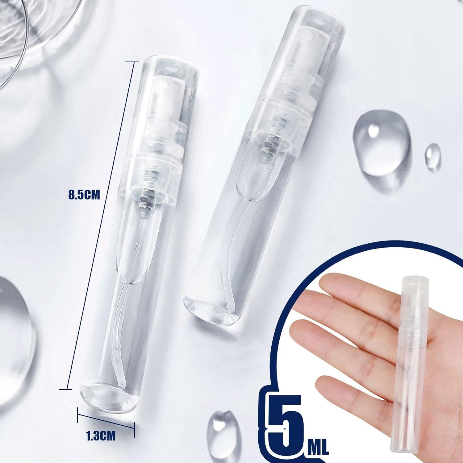 Mini Spray Bottle, 10 Pack 5ml Mini Plastic Spray Bottle Empty, ine Mist Reillable Mini Perume Bottle, Perume Atomizer, Small Sample Containers, Plastic Portable Travel Bottle, Clear