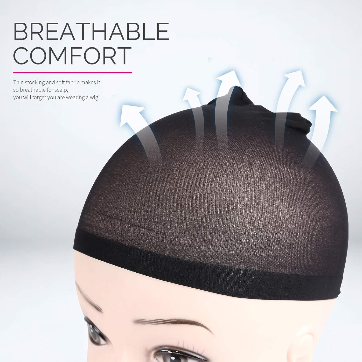 Wig Cap, 6PCS Black Stocking Caps or Wigs, Stretchy Stocking Nylon Caps or Women, Girls, Kids