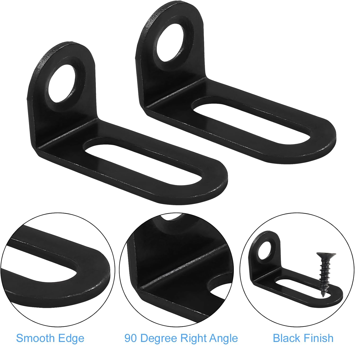 Biaungdo 12 Pcs 18x19x37mm/0.7"x0.75"x1.46" Adjustable Right Angle Brackets L-Shape Corner Brace Support Black