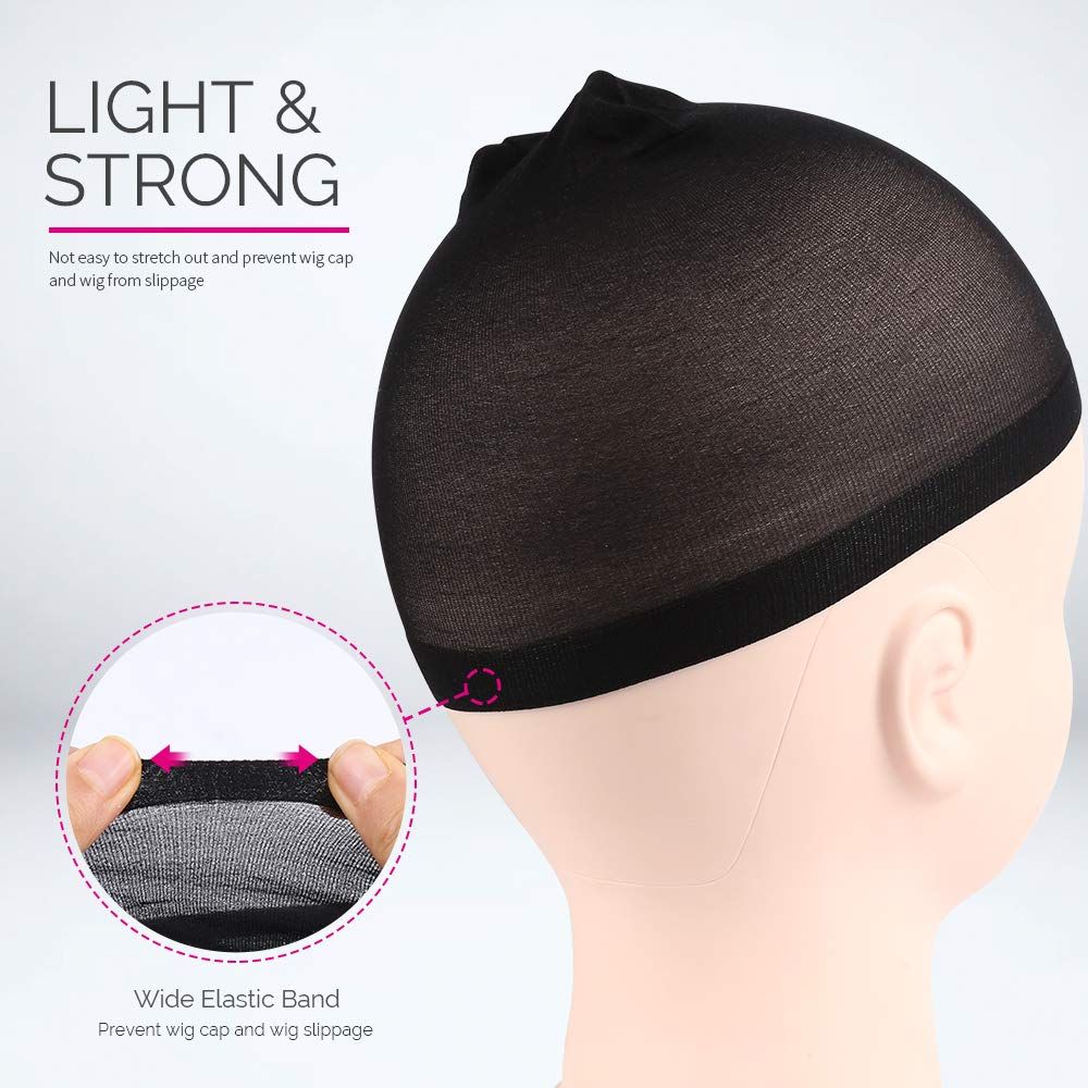 Wig Cap, Nylon Wig Caps, 4 Pieces Stocking Wig Caps or Women Black