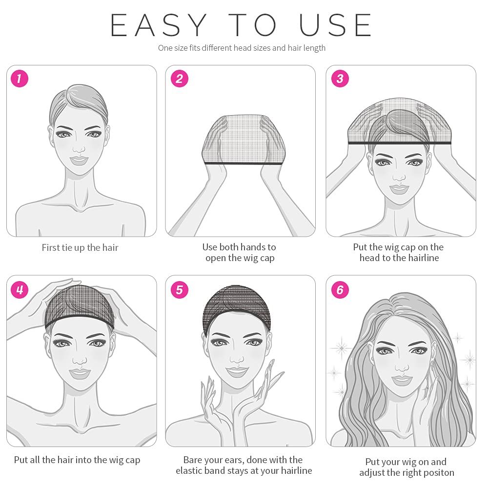 Wig Cap, Nylon Wig Caps, 4 Pieces Stocking Wig Caps or Women Black