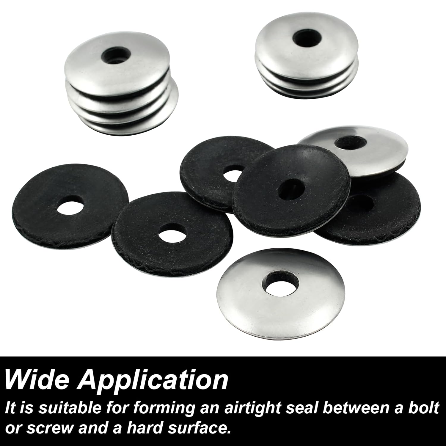 Biaungdo 60 Pcs 1/4" x 1" Neoprene Washers, Stainless Steel Neoprene EPDM Bonded Sealing Washers Rubber Washers Gasket Assortment Kit for Screws M6.3 x 25mm