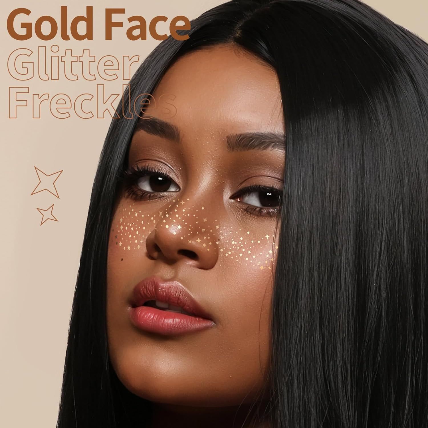 6PCS Glitter reckles ace, Glitter Makeup Speckles. Makeup Patches, ace Speckles or Women, Gold