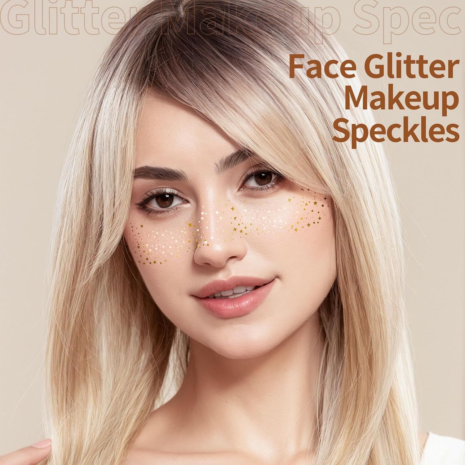 6PCS Glitter reckles ace, Glitter Makeup Speckles. Makeup Patches, ace Speckles or Women, Gold