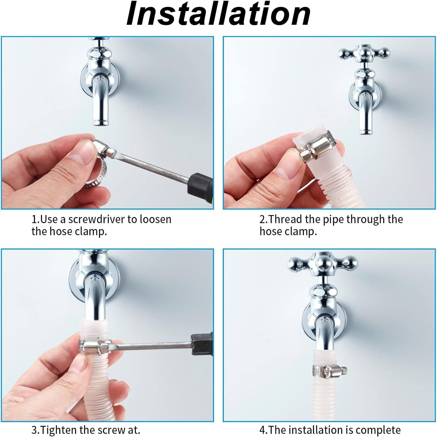20Pcs Adjustable Stainless Steel Hose Clamps Assortment Kit, 1/4-2 in 6-51mm Worm Gear Pipe, uel LineHeavy Duty or Plumbing, Washing Machine, Mechanical，Garden and Automotive Hose Connections