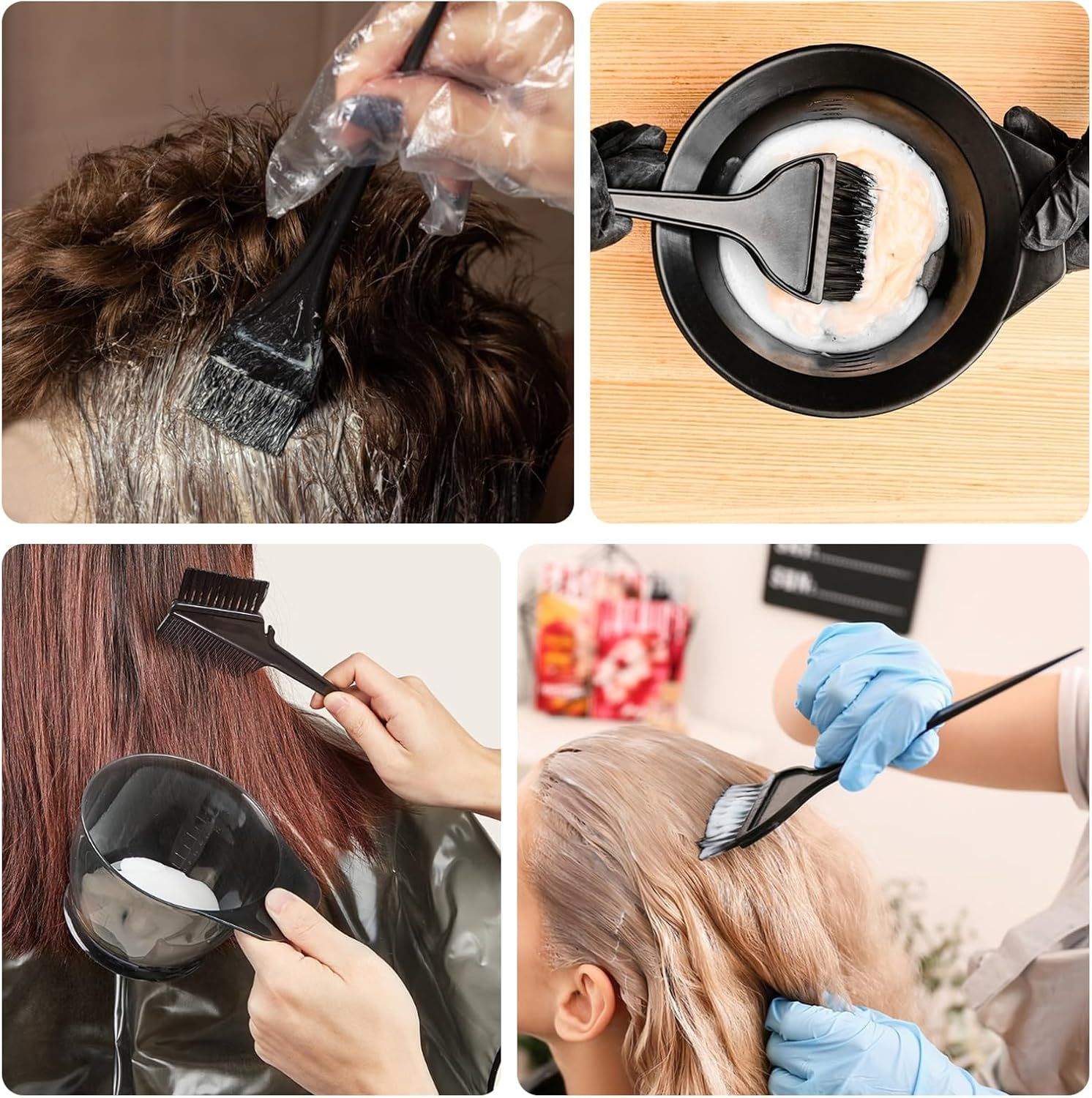 6 Pcs Hair Dye Brush Applicator Kit, Hair Color Brushes or Women Men, Hair Coloring Brush Set, Hair Color Applicator Brush Combs, Hair Dye Applicator Brush, Hair Tint Dyeing Hair Dying Tools Kits
