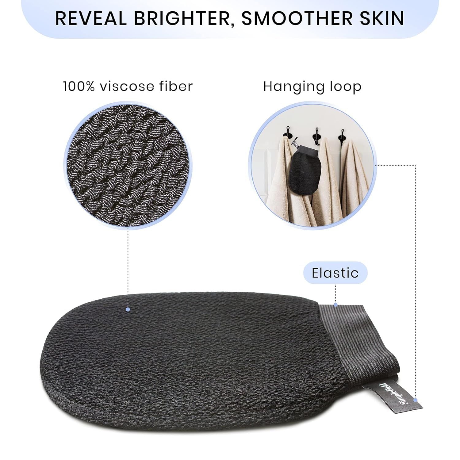 Korean Exoliating Mitt or Remove Dead Skin. 2 Pack 100% Viscose Kessa Deep Exoliating Gloves or Body Scrub, Keratosis Pilaris and Sel Tanning Removal. Easily Smooth Skin Surace.